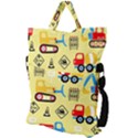 Seamless pattern vector industrial vehicle cartoon Fold Over Handle Tote Bag View2