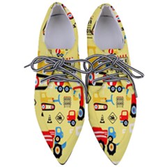 Seamless Pattern Vector Industrial Vehicle Cartoon Pointed Oxford Shoes