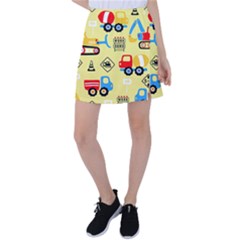 Seamless Pattern Vector Industrial Vehicle Cartoon Tennis Skirt by Jancukart