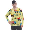 Seamless pattern vector industrial vehicle cartoon Men s Pique Long Sleeve Tee View1