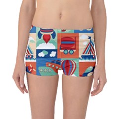 Toy Transport Cartoon Seamless-pattern-with-airplane-aerostat-sail Yacht Vector Illustration Boyleg Bikini Bottoms