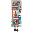 Toy Transport Cartoon Seamless-pattern-with-airplane-aerostat-sail Yacht Vector Illustration Full Length Maxi Skirt View2