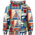 Toy Transport Cartoon Seamless-pattern-with-airplane-aerostat-sail Yacht Vector Illustration Kids  Zipper Hoodie Without Drawstring View1