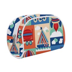 Toy Transport Cartoon Seamless-pattern-with-airplane-aerostat-sail Yacht Vector Illustration Make Up Case (small)