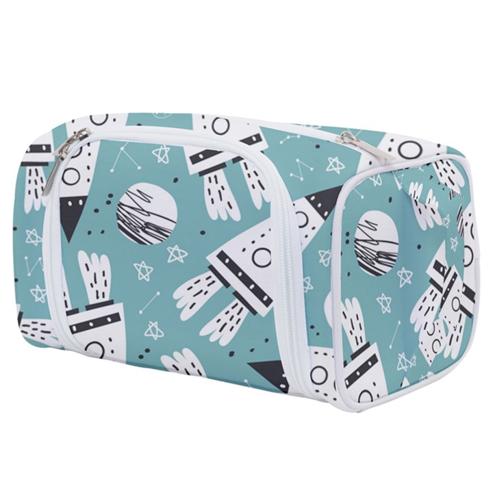 Cute seamless pattern with rocket planets-stars Toiletries Pouch