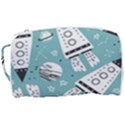 Cute seamless pattern with rocket planets-stars Toiletries Pouch View3