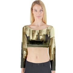 Architecture City House Long Sleeve Crop Top