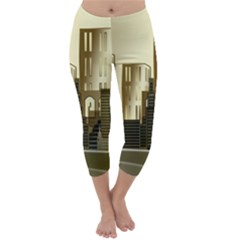 Architecture City House Capri Winter Leggings 