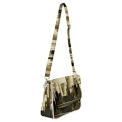 Architecture City House Shoulder Bag With Back Zipper