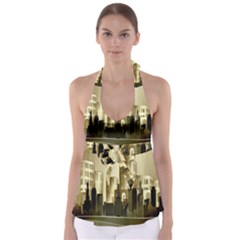 Architecture City House Babydoll Tankini Top