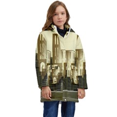 Architecture City House Kid s Hooded Longline Puffer Jacket by Jancukart