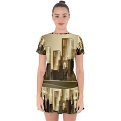 Architecture City House Drop Hem Mini Chiffon Dress by Jancukart