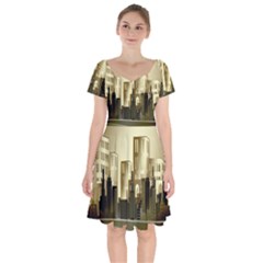 Architecture City House Short Sleeve Bardot Dress