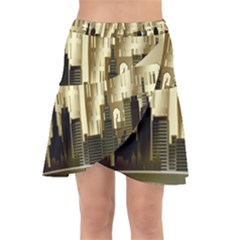 Architecture City House Wrap Front Skirt by Jancukart