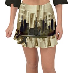 Architecture City House Fishtail Mini Chiffon Skirt by Jancukart