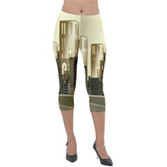 Architecture City House Lightweight Velour Capri Leggings 