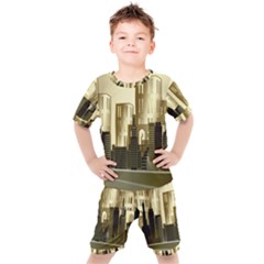 Architecture City House Kids  Tee And Shorts Set by Jancukart