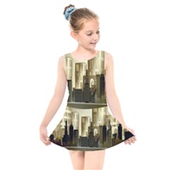 Architecture City House Kids  Skater Dress Swimsuit