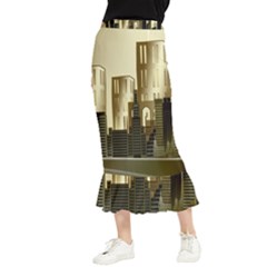 Architecture City House Maxi Fishtail Chiffon Skirt by Jancukart