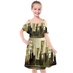 Architecture City House Kids  Cut Out Shoulders Chiffon Dress