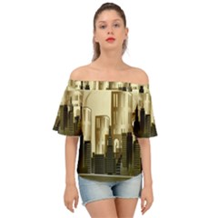 Architecture City House Off Shoulder Short Sleeve Top by Jancukart