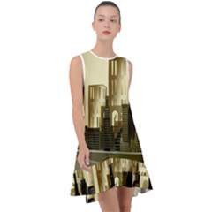 Architecture City House Frill Swing Dress by Jancukart