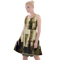 Architecture City House Knee Length Skater Dress