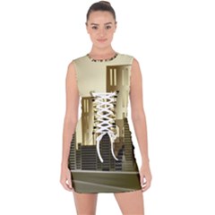 Architecture City House Lace Up Front Bodycon Dress by Jancukart