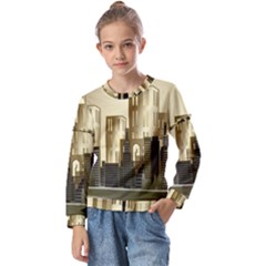 Architecture City House Kids  Long Sleeve Tee With Frill 