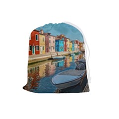 Boats In Venice - Colorful Italy Drawstring Pouch (large)