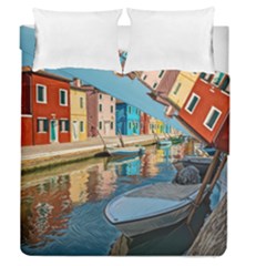 Boats In Venice - Colorful Italy Duvet Cover Double Side (queen Size)