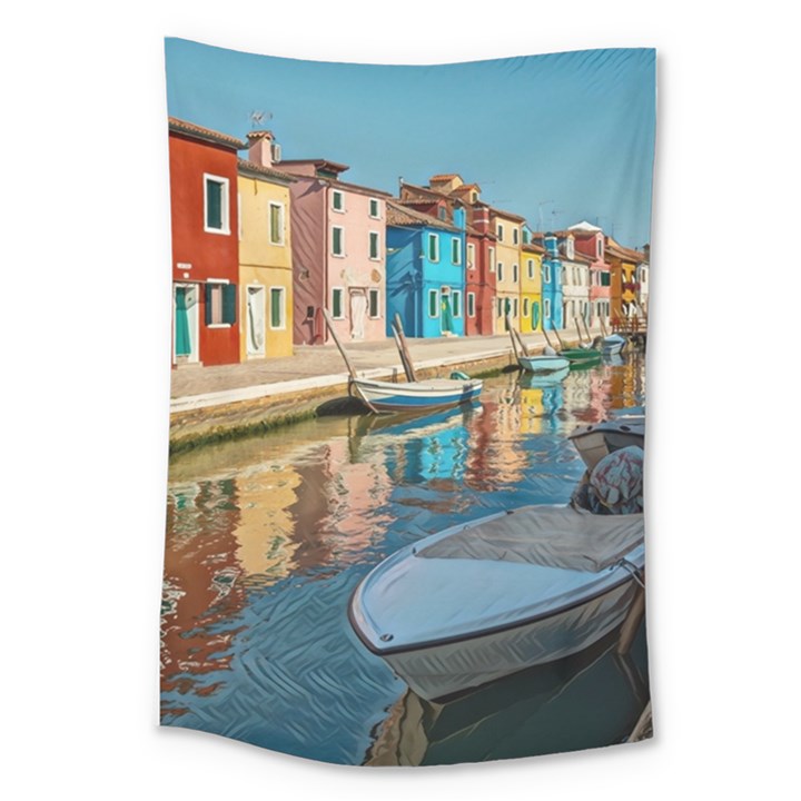 Boats In Venice - Colorful Italy Large Tapestry