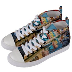 Boats In Venice - Colorful Italy Women s Mid-top Canvas Sneakers by ConteMonfrey