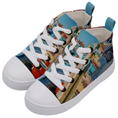 Boats In Venice - Colorful Italy Kids  Mid-top Canvas Sneakers by ConteMonfrey