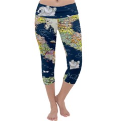 Map Italy Blue Capri Yoga Leggings by ConteMonfrey