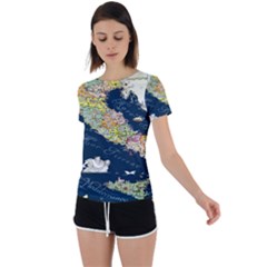 Map Italy Blue Back Circle Cutout Sports Tee by ConteMonfrey