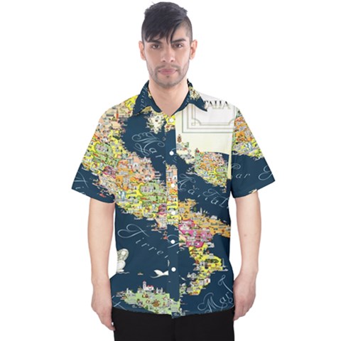 Map Italy Blue Men s Hawaii Shirt by ConteMonfrey