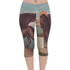 Lion Of Venice, Italy Velvet Capri Leggings  by ConteMonfrey