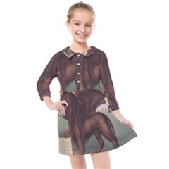 Lion Of Venice, Italy Kids  Quarter Sleeve Shirt Dress by ConteMonfrey