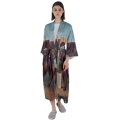 Lion Of Venice, Italy Maxi Satin Kimono by ConteMonfrey