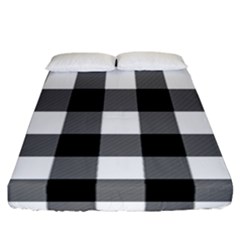 Black And White Plaided  Fitted Sheet (california King Size) by ConteMonfrey