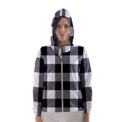 Black And White Plaided  Women s Hooded Windbreaker by ConteMonfrey