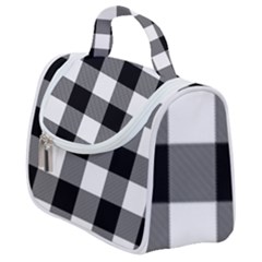 Black And White Plaided  Satchel Handbag by ConteMonfrey