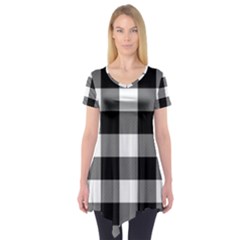 Black And White Plaided  Short Sleeve Tunic  by ConteMonfrey