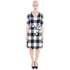 Black And White Plaided  Wrap Up Cocktail Dress by ConteMonfrey