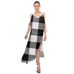 Black And White Plaided  Maxi Chiffon Cover Up Dress by ConteMonfrey