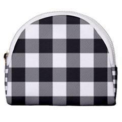 Black And White Plaided  Horseshoe Style Canvas Pouch by ConteMonfrey