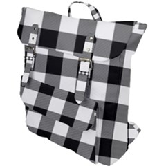 Black And White Plaided  Buckle Up Backpack by ConteMonfrey