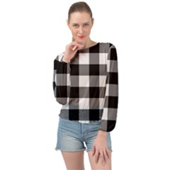 Black And White Plaided  Banded Bottom Chiffon Top by ConteMonfrey