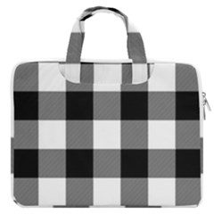 Black And White Plaided  Macbook Pro 13  Double Pocket Laptop Bag by ConteMonfrey